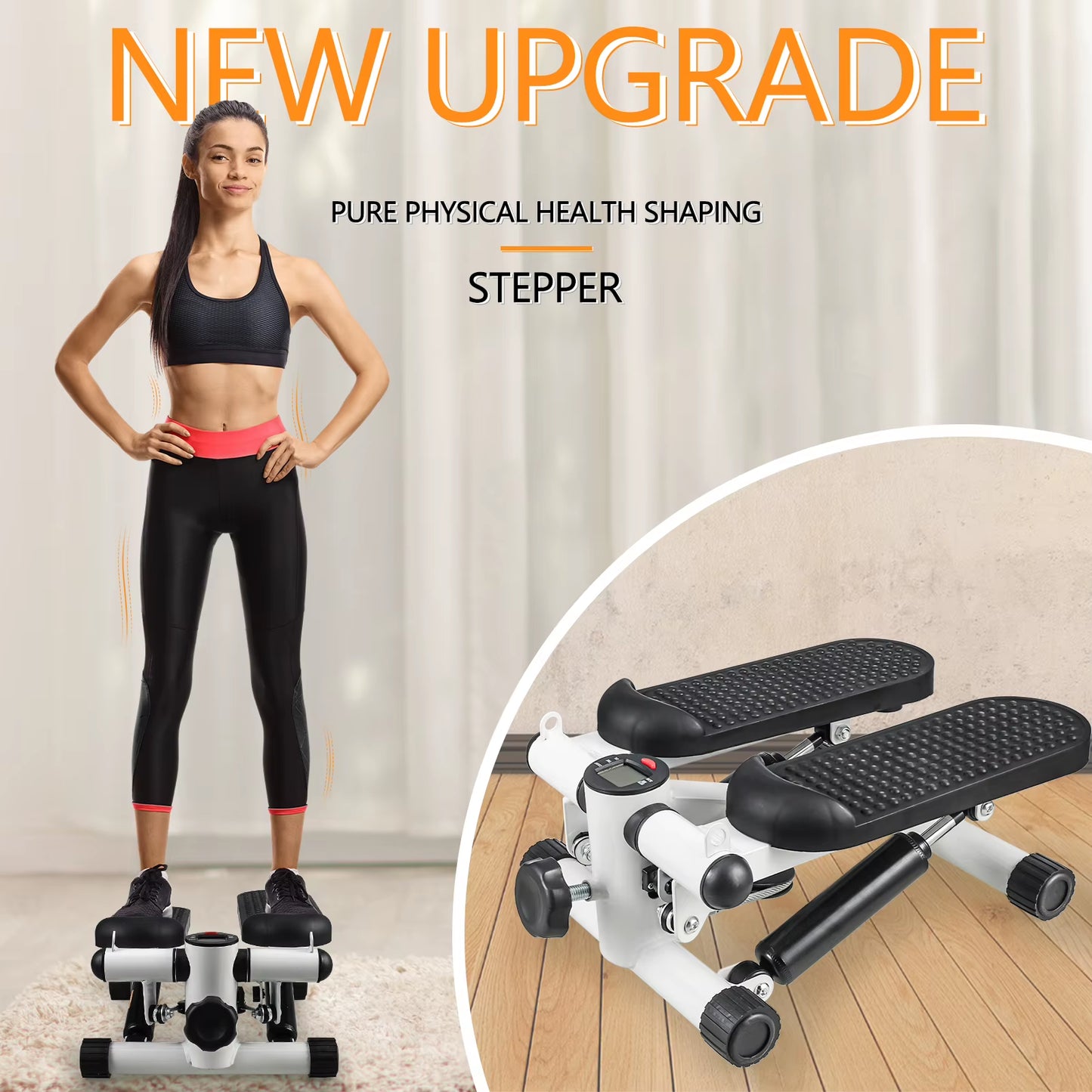 Ultimate Mini Stepper with Resistance Bands - Full Body Workout Machine with Digital Monitor for Home Fitness