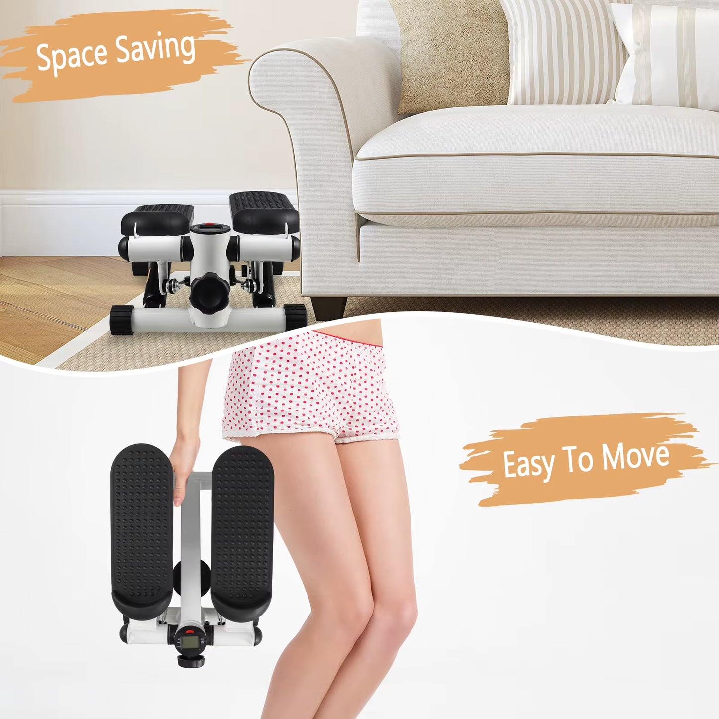 Ultimate Mini Stepper with Resistance Bands - Full Body Workout Machine with Digital Monitor for Home Fitness